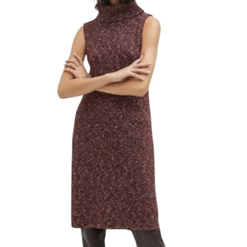 Anthropologie Sweater Dress Women XS Sleeveless‎ Turtleneck Tunic Cozy New